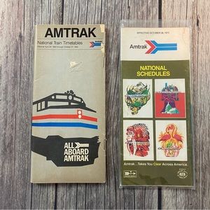 VTG Lot Of 2 Amtrak National Train Timetable Brochure Book 1973 & 1984
